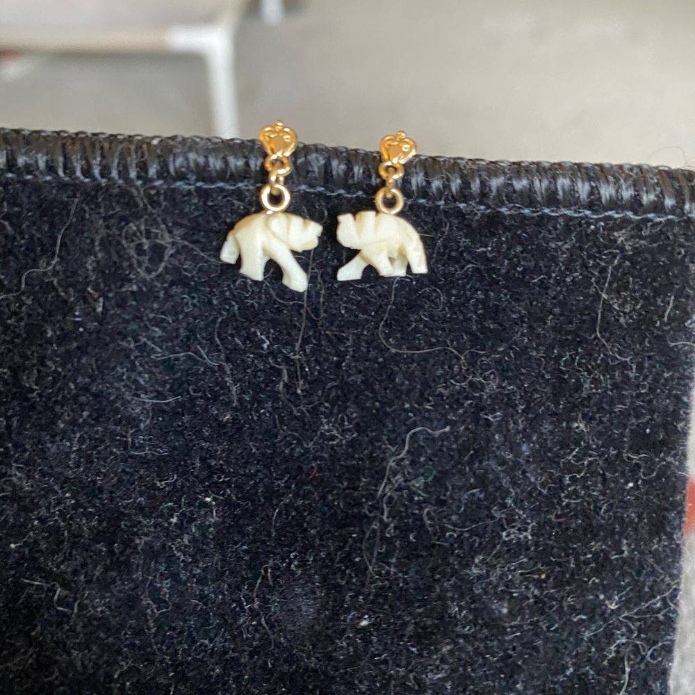 14k gold and ivory earrings